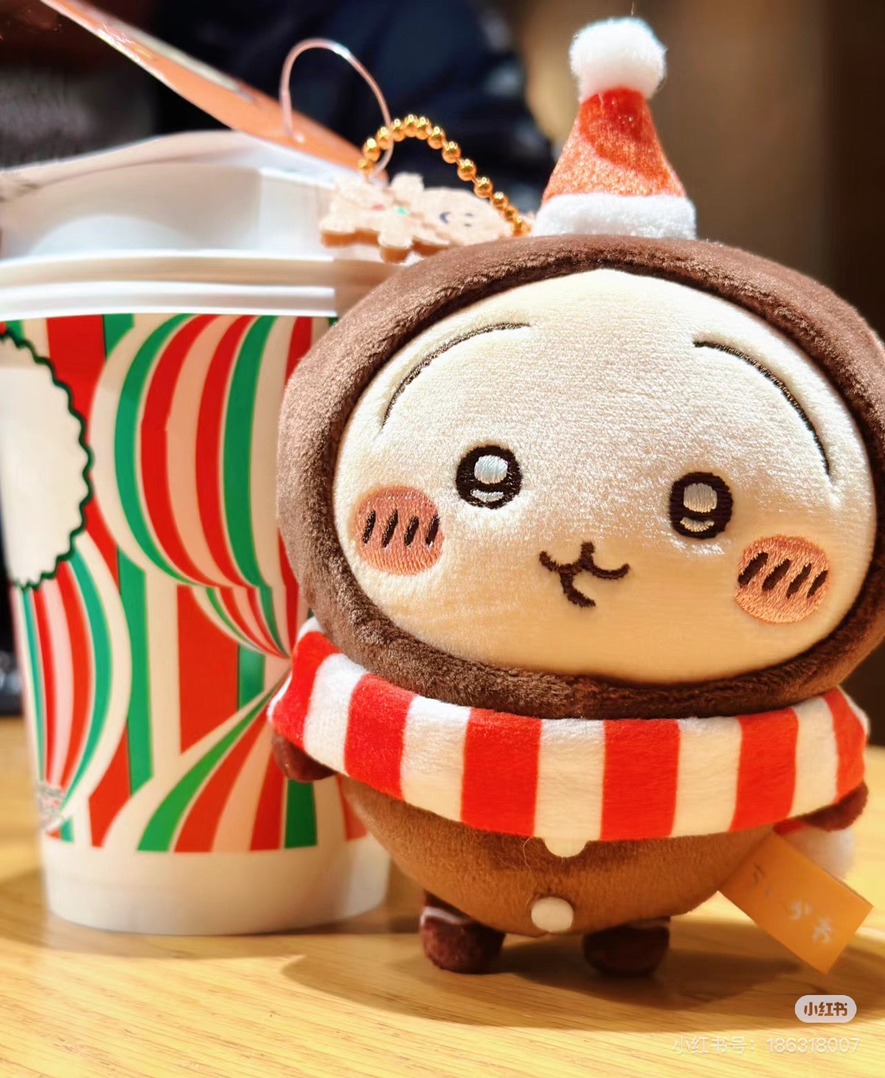 Chiikawa 吉伊卡哇|Plush Keychain 2024圣诞限定姜饼人系列毛绒挂件/包挂|约H140 x W90 x D55mm