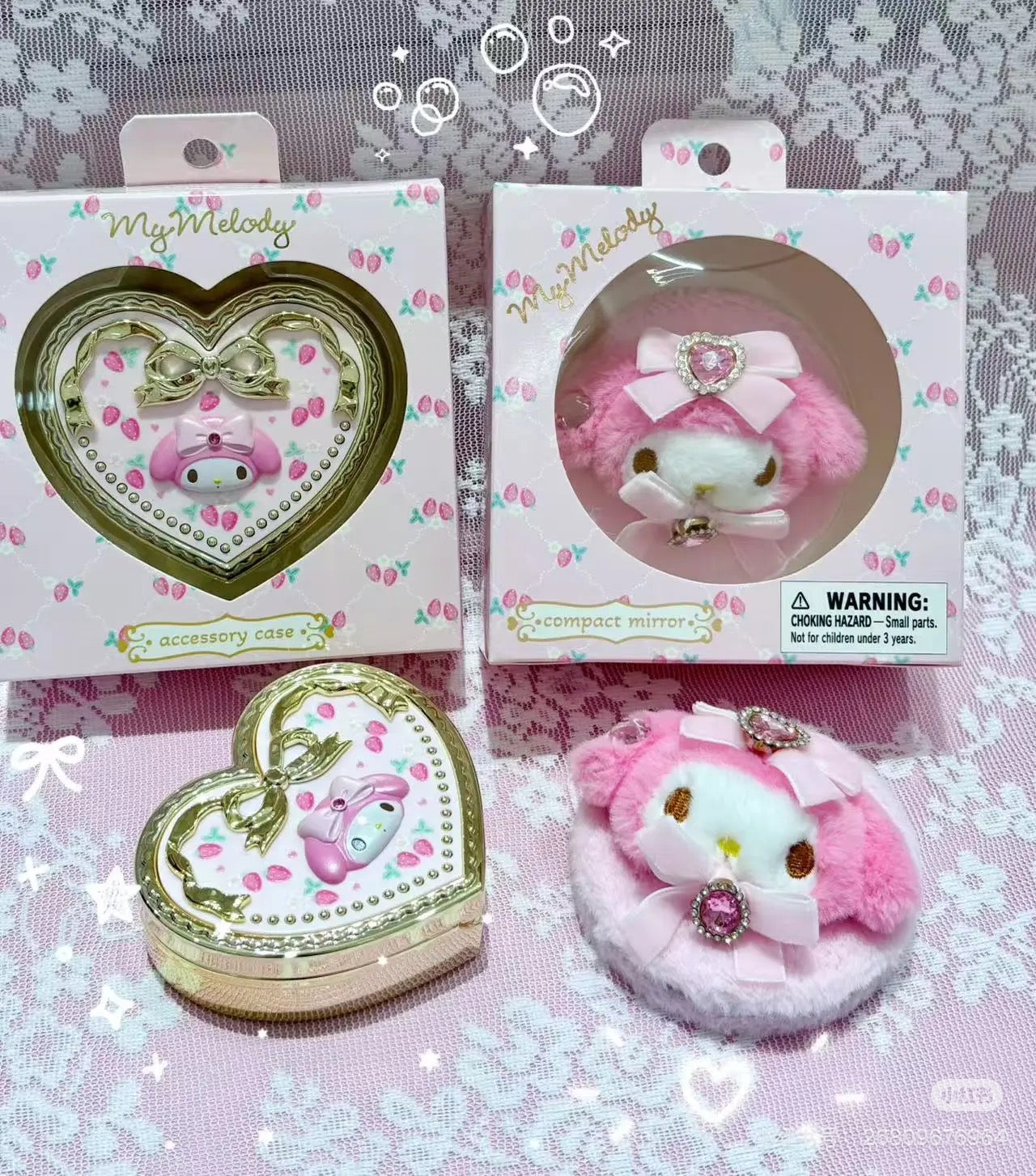 Sanrio|Mascot Stone Ribbon Original 2-sided Compact Mirror|7.5×1.5×7.5cm approx.