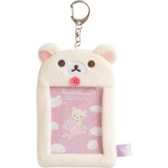Rilakkuma轻松熊| Fluffy Photo Keychain Key Holder Sky Cotton Candy San-X天空白云棉花糖系列毛绒卡套|约H130×W90×D15mm