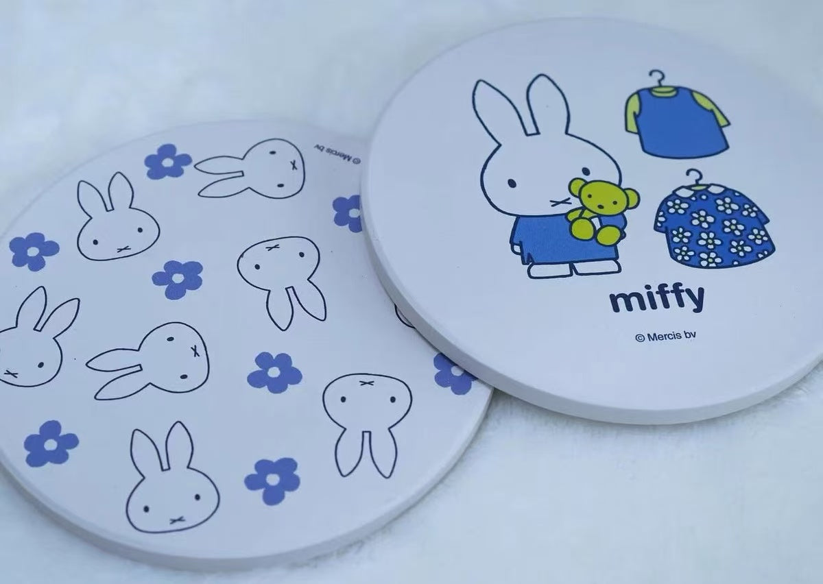 Miffy|Dick Bruna Picture Book Character Tableware Water Absorbent Coaster|102mm×D6mm approx.