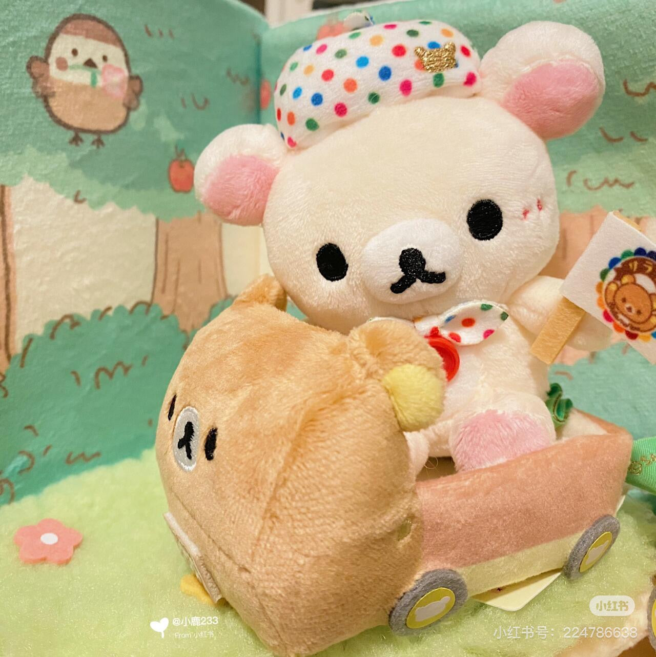 Rilakkuma轻松熊|20周年限定Korilakkuma小白熊+Kiiroitori鼻孔鸡+Rilakkuma轻松熊选举合奏巡游车毛绒玩偶套组摆件/公仔