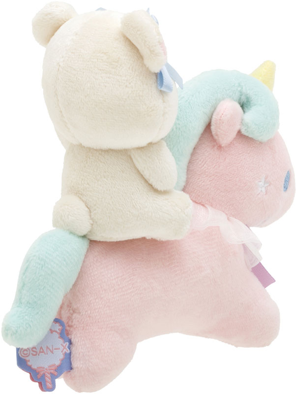 Rilakkuma轻松熊|Osorano Kururin Wataame - Scene Plush Toy San-X天空白云棉花糖系列骑马毛绒摆件套组|約130×145×50mm