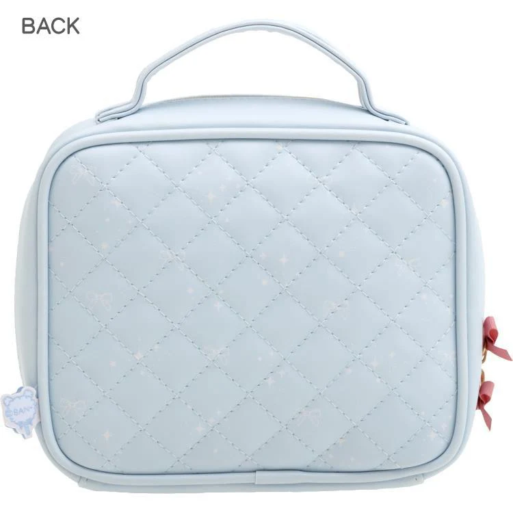 Rilakkuma轻松熊|Korilakkuma Cosmetic Pouch Sky Cotton Candy San-X天空白云棉花糖系列菱格纹大容量化妆包/收纳包|约150×180×60mm