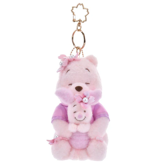 Disney|Winnie the Pooh & Piglet Plush Keychain SAKURA Pink 2025|H14.5×W8×D9.5cm approx.