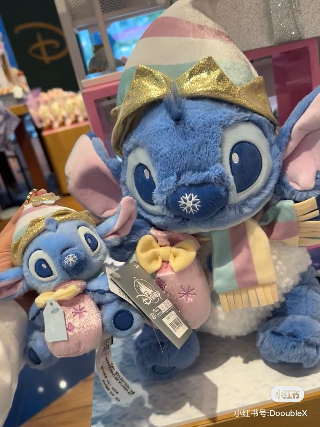 Disney SH|冬日限定Stitch史迪奇雪人系列抱礼物袋毛绒玩偶挂件/包挂