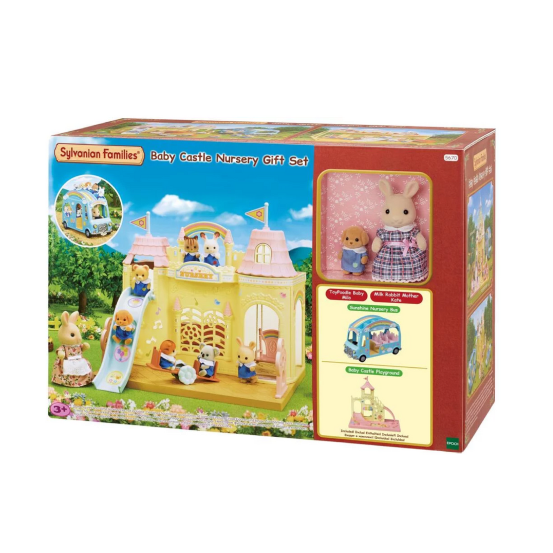 【限时折扣】SylvanianFamilies森贝儿家族|Baby Castle Nursery gift set-Milk Rabbit-Poodle Baby Milo彩虹城堡幼儿园+牛奶兔+贵宾犬宝宝套组/玩具/过家家5670