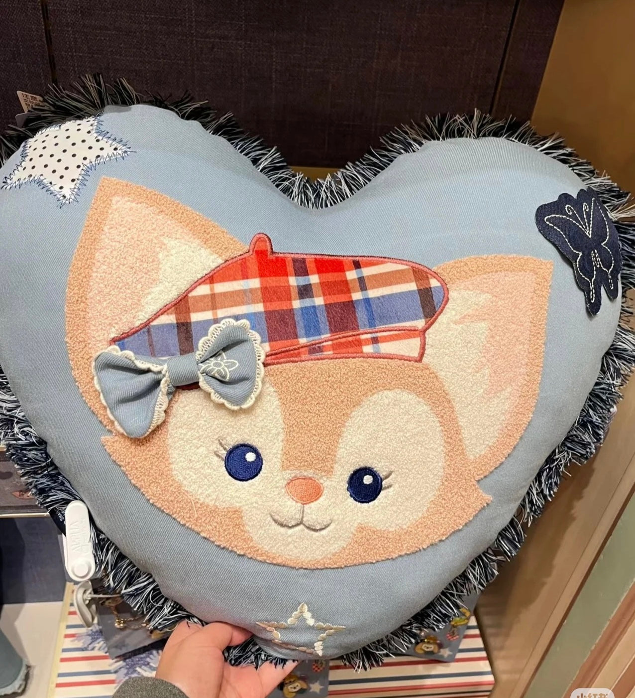 Disney SH|牛仔系列ShellieMay雪莉玫&LinaBell玲娜贝儿双面图案爱心抱枕/靠垫