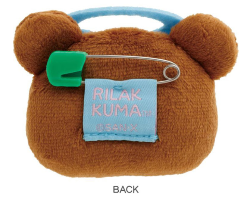 Rilakkuma轻松熊|San-X Plush Badge 可爱角色毛绒熊头徽章别针|约40×60×15mm