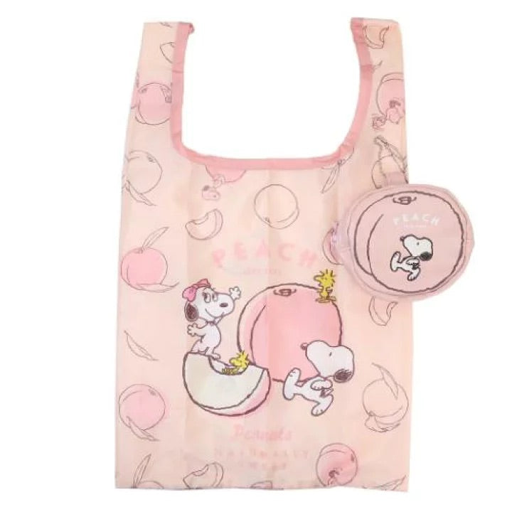 Snoopy|水果系列水蜜桃零钱包挂件式可折叠购物袋|約110x100x35mm