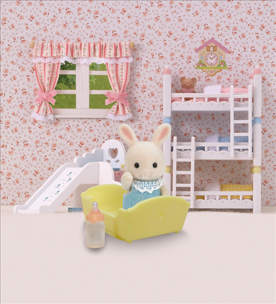 SylvanianFamilies森贝儿家族|Milk Rabbit Baby牛奶兔宝宝摇篮奶瓶套装/玩具/过家家