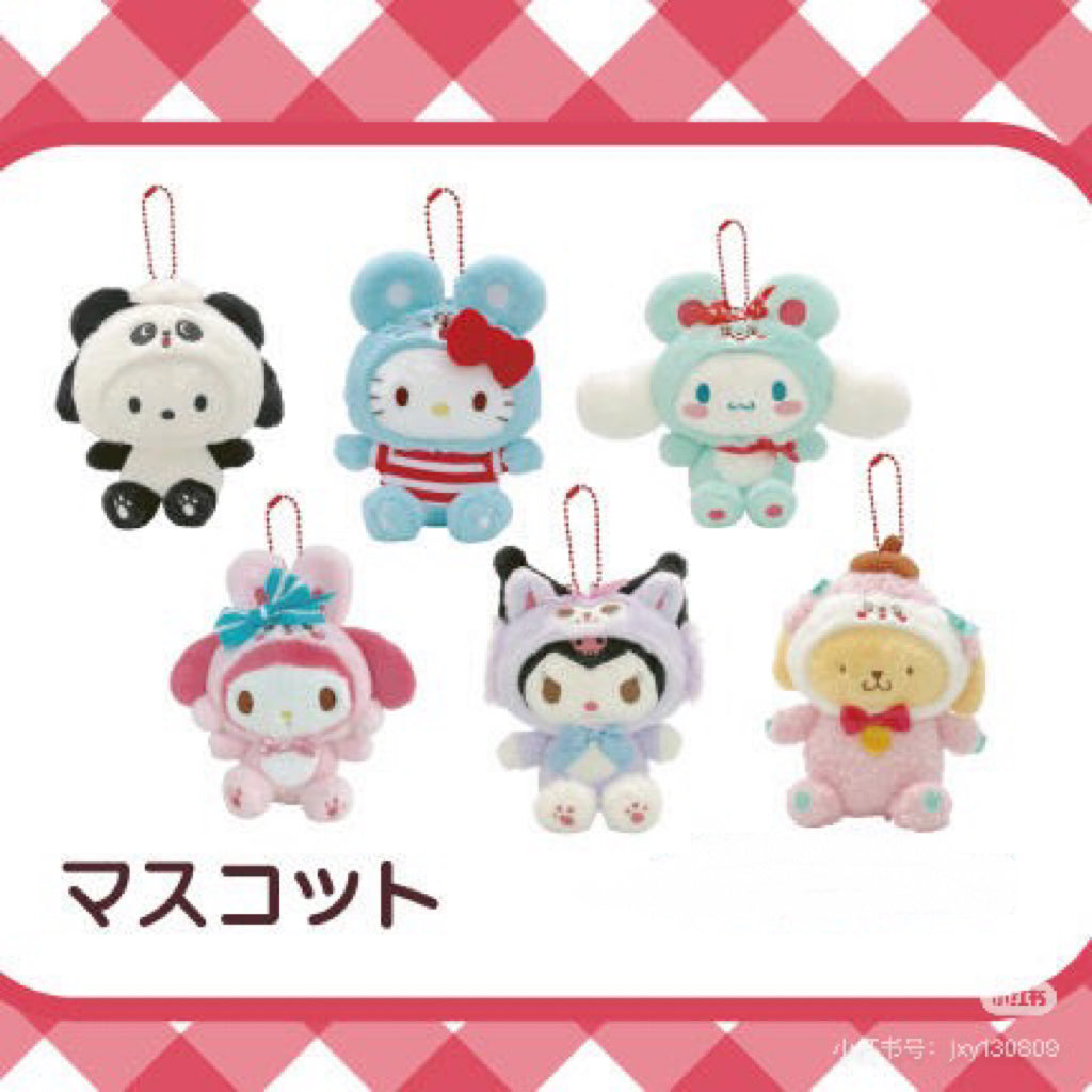Sanrio三丽鸥|swimmer Mascot Keychain联名限定超可爱毛绒玩偶挂件/包挂
