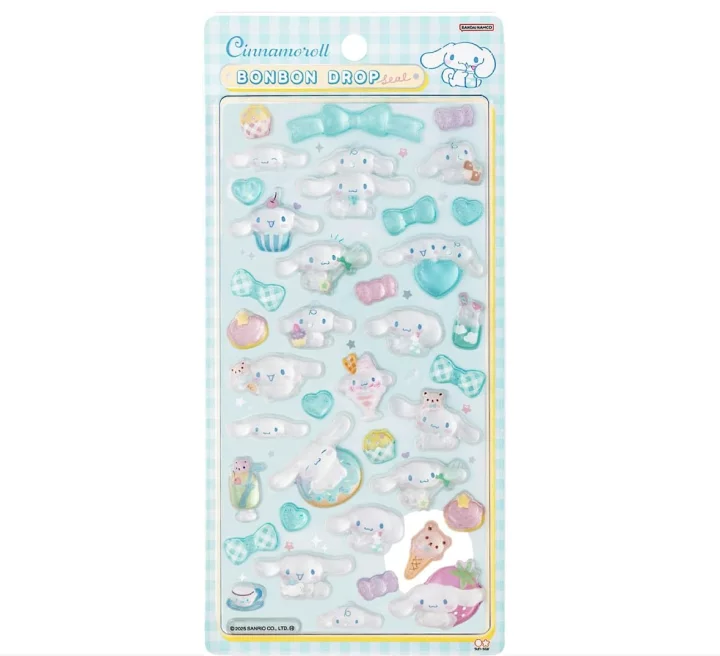 Sanrio|Gingham Bonbon Drop Seal 3D Sticker|95×170×5mm approx.