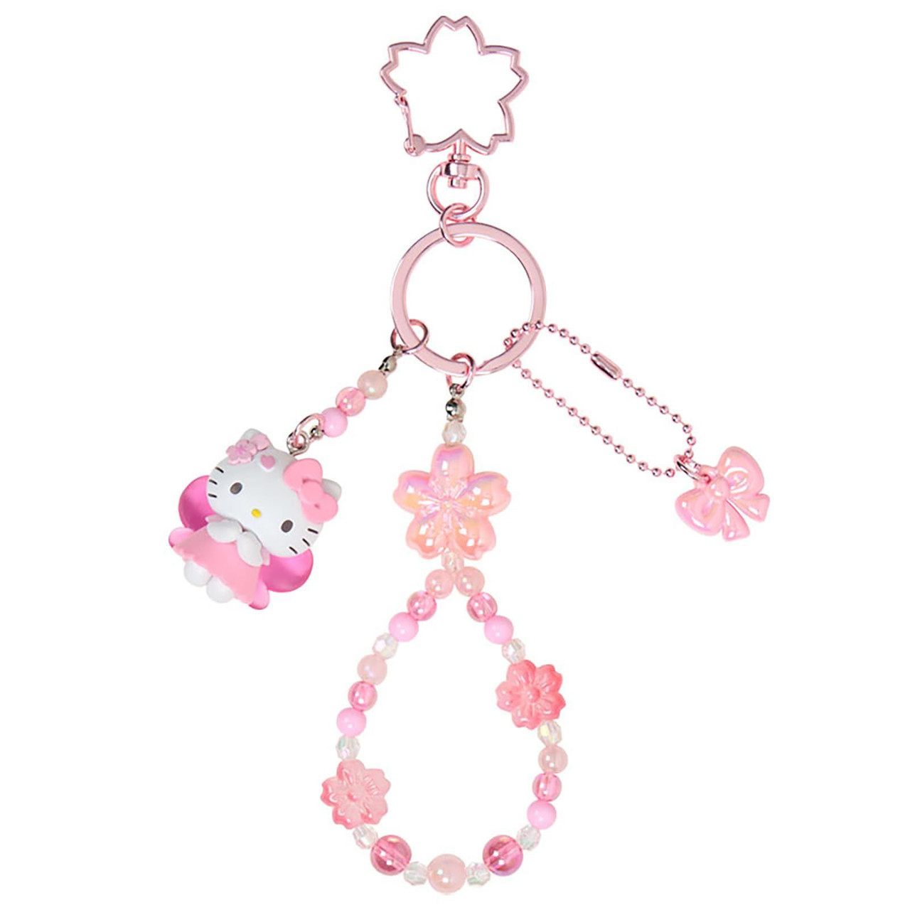 Sanrio|Sakura Cherry Blossom Fairy Flower Bead Keychain Strap with Mascot|10.5 x 6.6 x 2.7cm approx.
