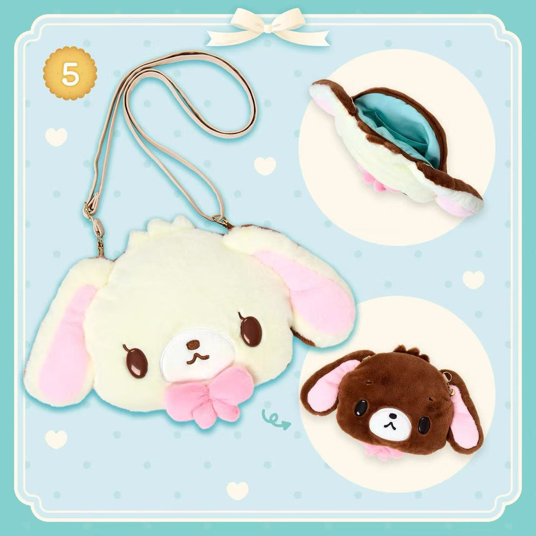 Sanrio|Sugarbunnies Happy Birthday Biscuit Face-Shaped Shoulder Bag|W32 x D6 x H21cm approx.