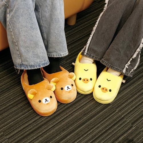 Rilakkuma轻松熊|Plush Slippers Room Shoes Daradara Lazy San-X舒适慵懒生活系列软绵绵熊头家居鞋/拖鞋|23~25cm