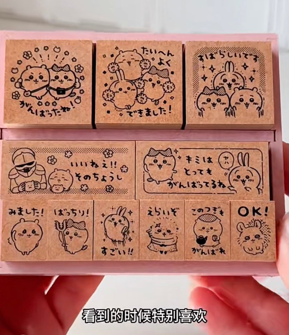 Chiikawa|Wooden Reward Stamp Set|102 × 104 × 35mm approx.
