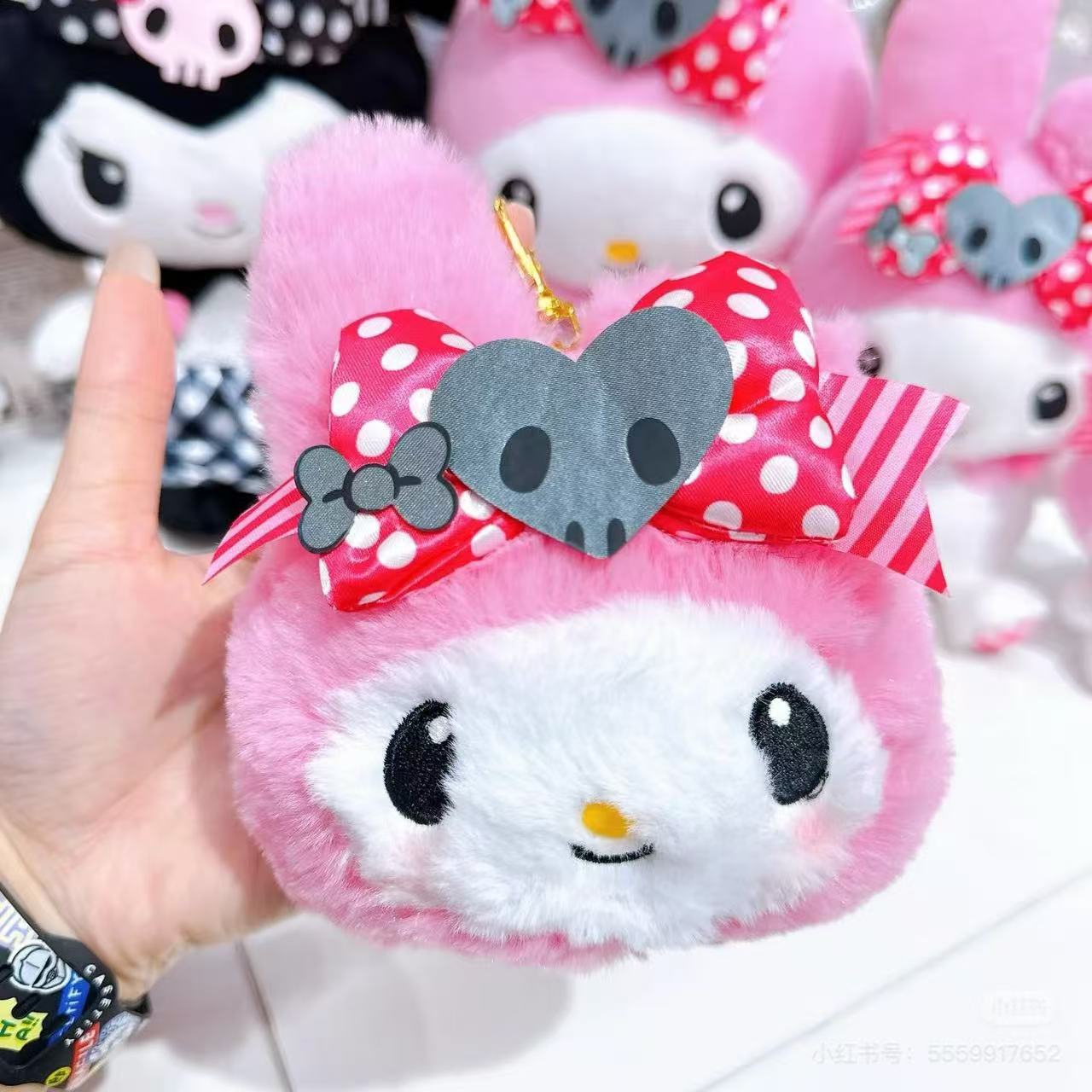 Sanrio|Pink Black Party Face Pass Case|H14.5×W18.5×D6cm approx.