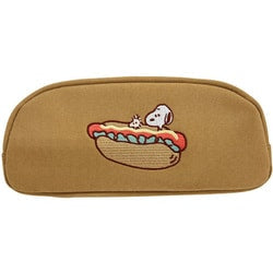 Snoopy史努比|棕色热狗精美刺绣图案潮牌感笔袋|约H88 x W200 x D55mm