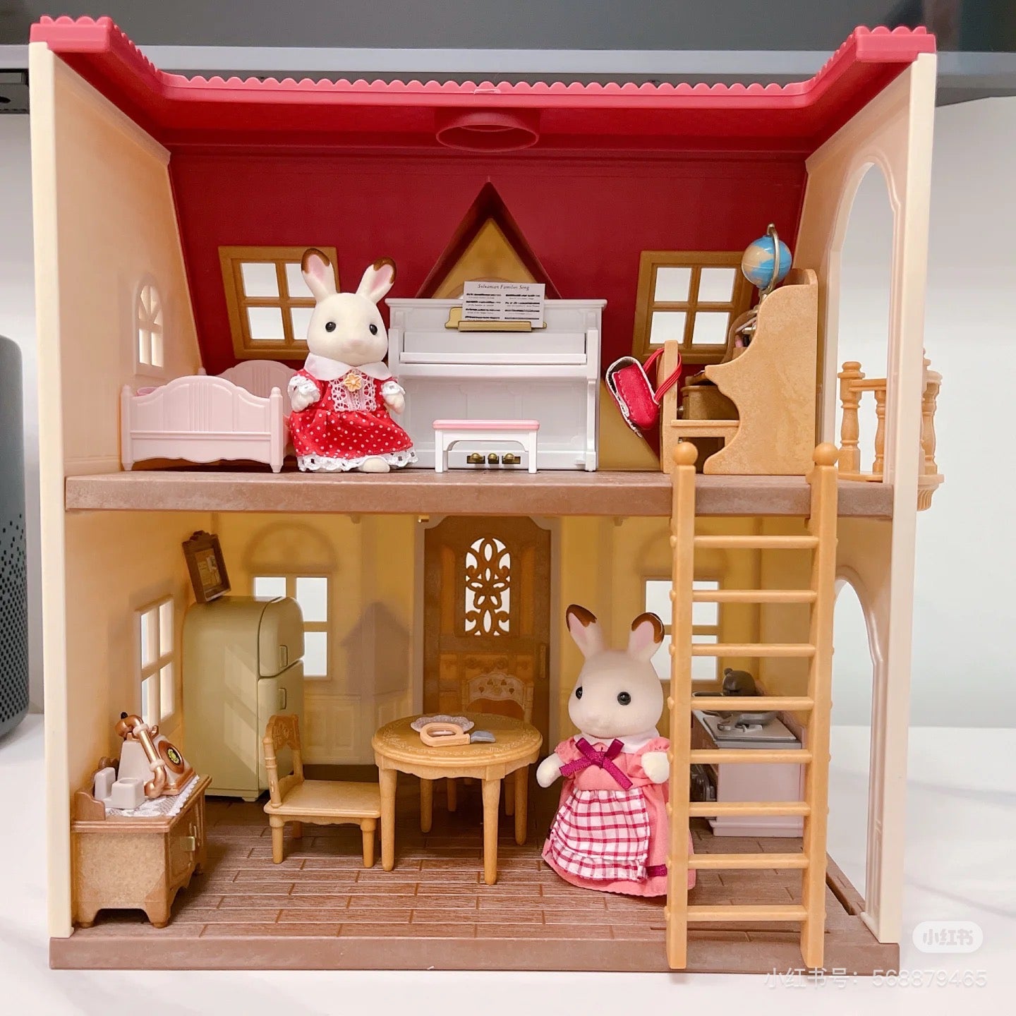 SylvanianFamilies森贝儿家族|Red Roof Cosy Cottage Starter Home-Chocolate Rabbit巧克力兔站宝+甜梦小屋/别墅套组5567