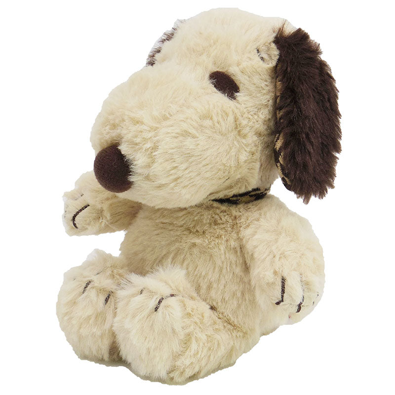 Snoopy史努比|Mocha Check S Plush Toy Interior Brown摩卡茶色千鸟格耳朵超好摸S号毛绒公仔/玩偶|约23cm×17cm×16cm