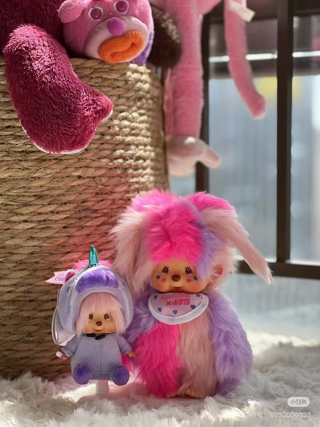 Monchhichi|Shinako475 x Monchhichi S Cotton Candy Plush Dolls/PlushToy|H21.5 x W14 x D7cm approx.