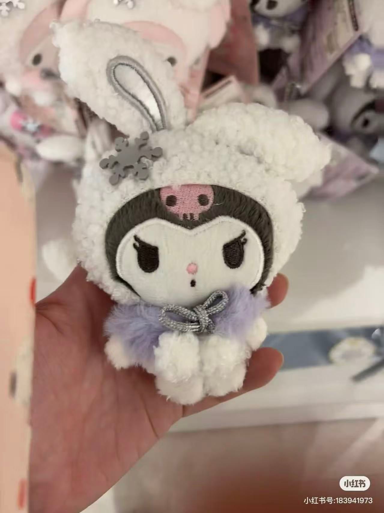 Sanrio|Christmas Snow Rabbit & Candy Ramune Mascot Holder /Plush Keychain|9×6×13.5cm approx.