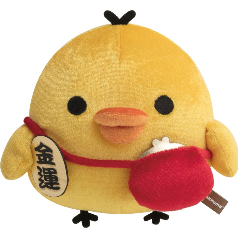 Rilakkuma轻松熊|茶房限定御守寓意金运鼻孔鸡玩偶/公仔|约170×H130mm