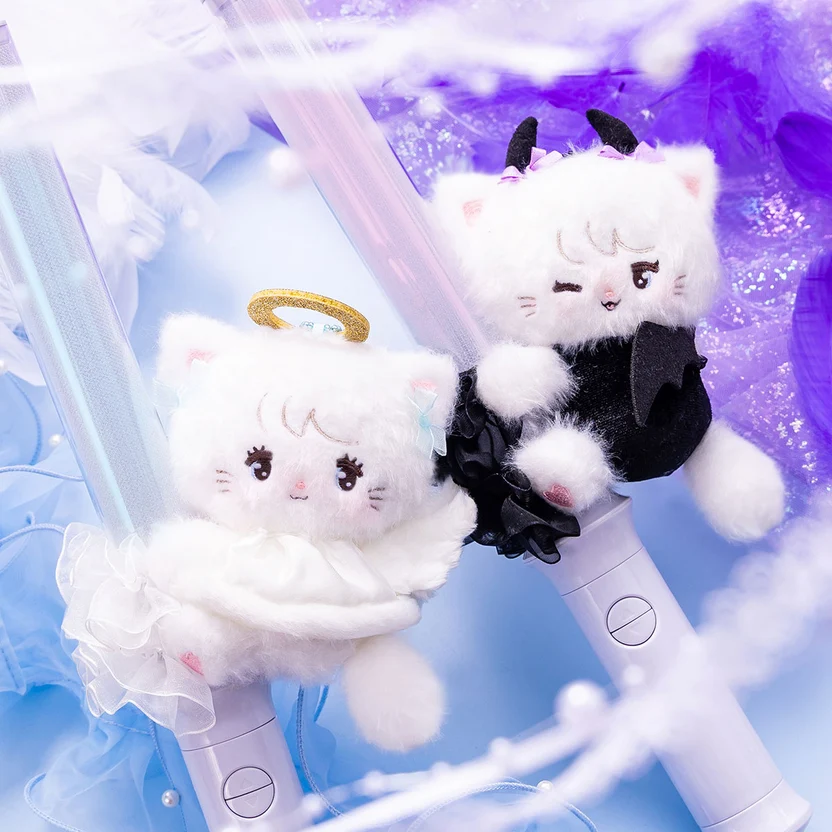 mikko illustrations|Lil ala mode Devil & Angel Mousse Fluffy Plush Penlight Attachable|H130 x W110 x D80mm approx.