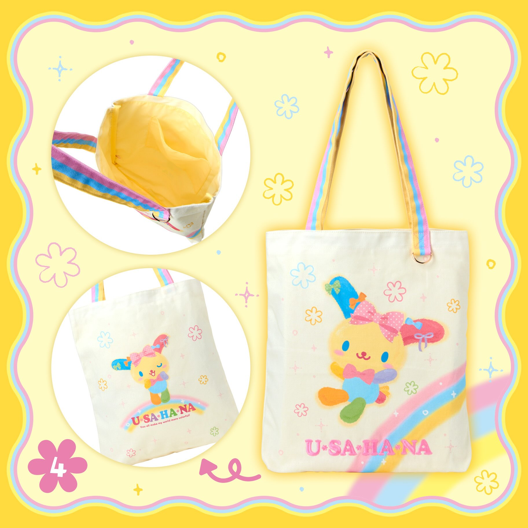 Sanrio|Usahana Always Loved Tote Bag|35×4.5×38cm approx. approx.