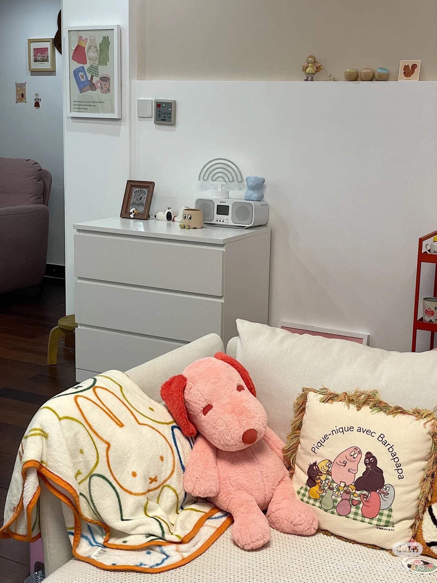 Snoopy|Peanuts "Happiness is a warm puppy.."pink Plush Dolls/Plush Toy |H38 x W25 x D24cm