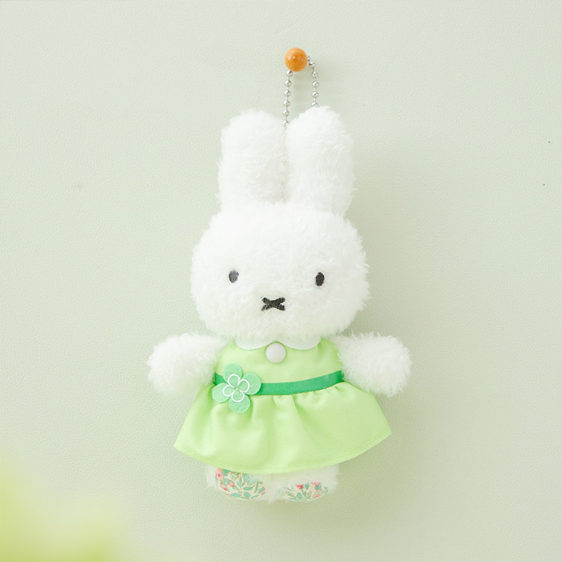 Miffy|Flower Dress Fluffy Mascot Holder /Plush Keychain|W110 x H160 mm approx.