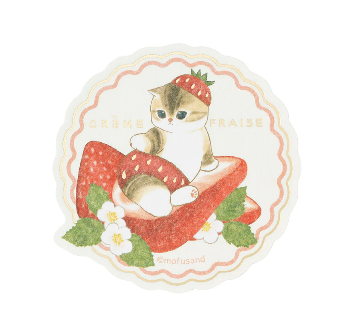 Mofusand|Merci Strawberry Smartphone-sized Foil-Stamped Sticker|H75×W65mm approx.