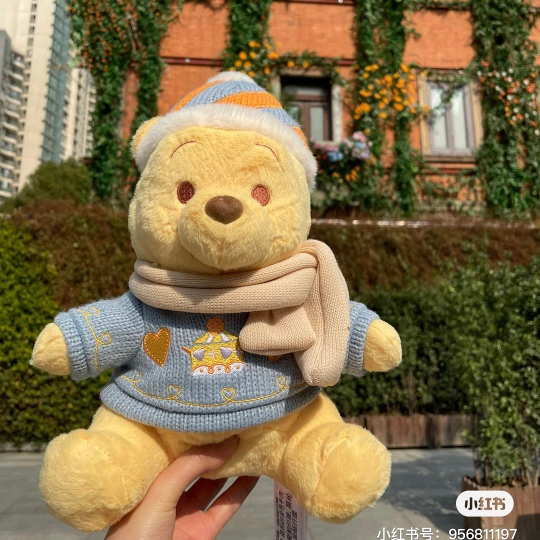 Disney SH|winnie the pooh冬日毛衣围巾噗噗公仔/玩偶