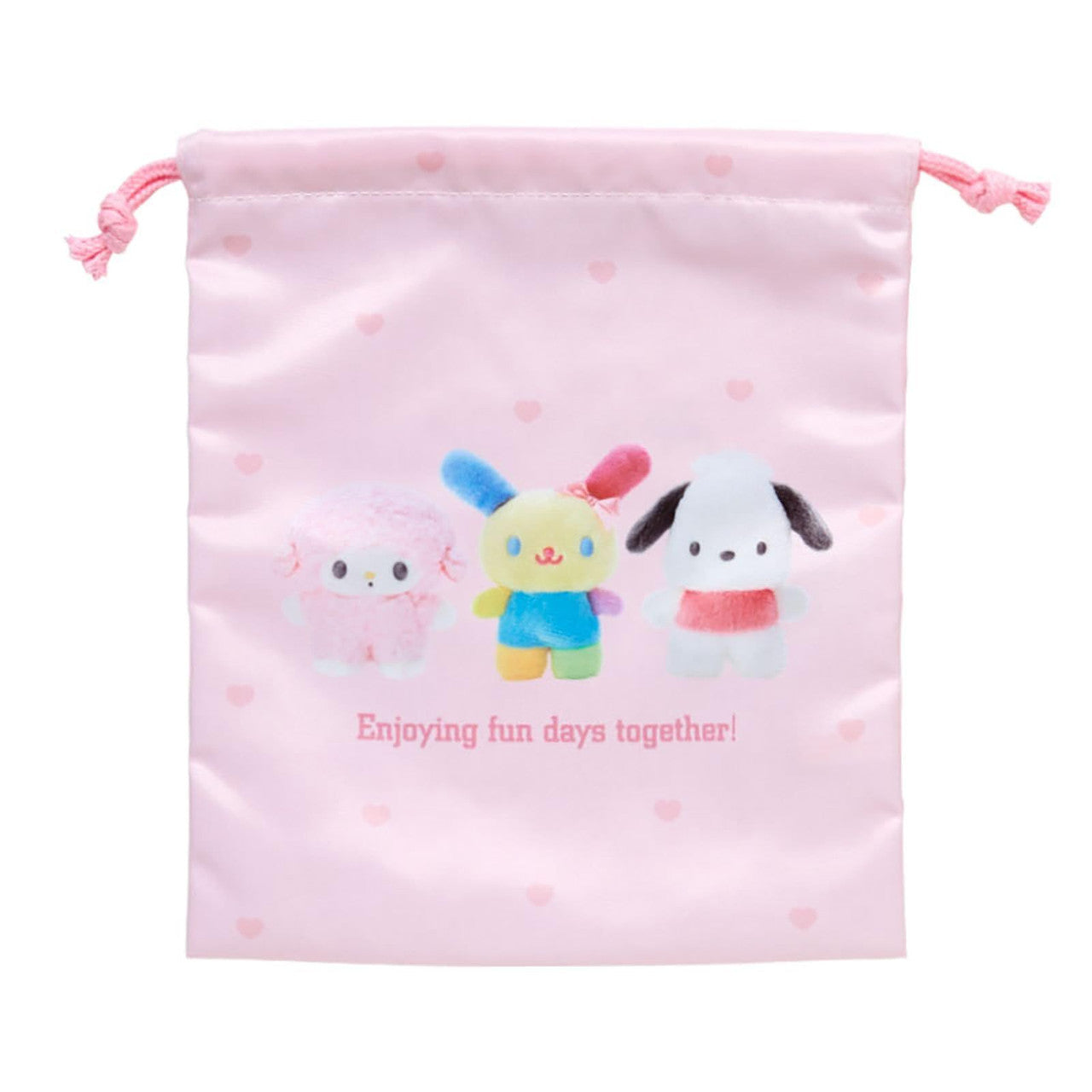 Sanrio| Drawstring Purse Set - Pitatto Friends Photo- Pitatto Friends Photo多巴胺格纹系列巾着包/束口包/收纳包|约21×0.5×25cm