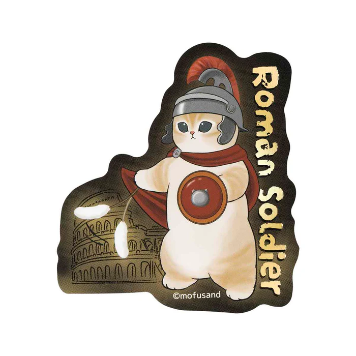 Mofusand|Mofumofu Journey Soldier Cat Roman Army Shiny Foil Stamp Sticker| 76×75mm approx.