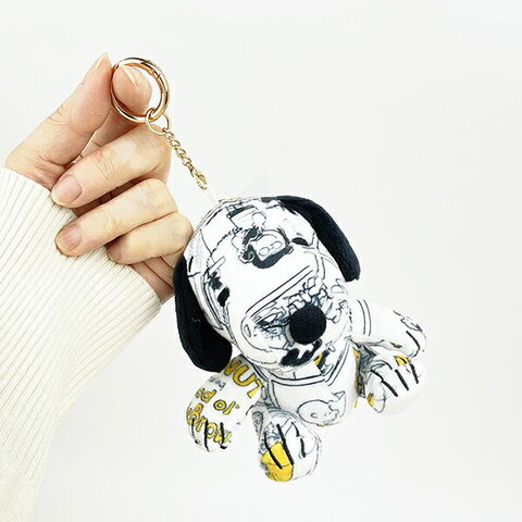 Snoopy史努比|PEANUTS 75th Comic keychain75周年限定漫画风格坐姿毛绒玩偶挂件/包挂|约幅12cm/奥行9cm/高さ12cm