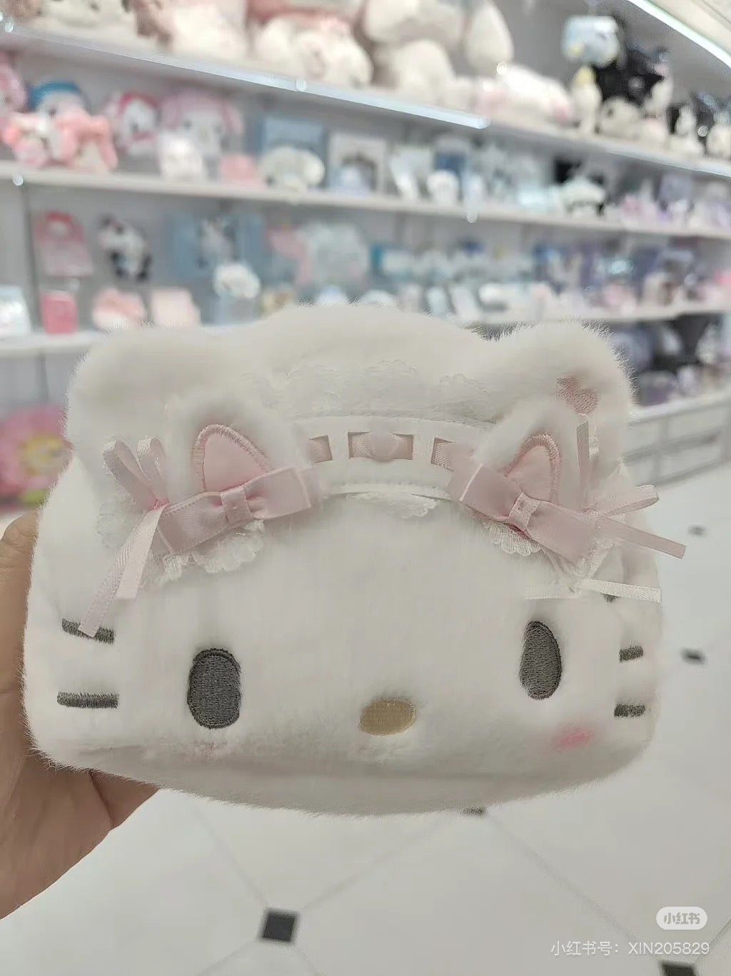 Sanrio|White Cat Ballerina Face Shaped Pouch|W14 x D6 x H10cm approx.