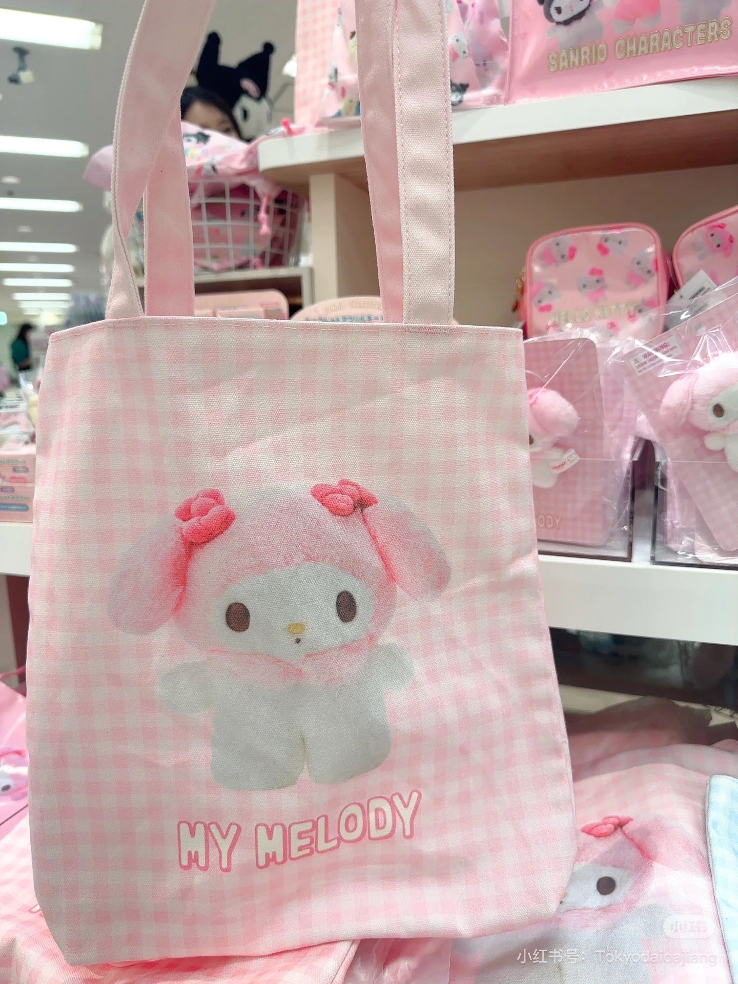 Sanrio| Tote Bag - Pitatto Friends Photo多巴胺格纹系列可爱角色帆布包|约29×5×32cm