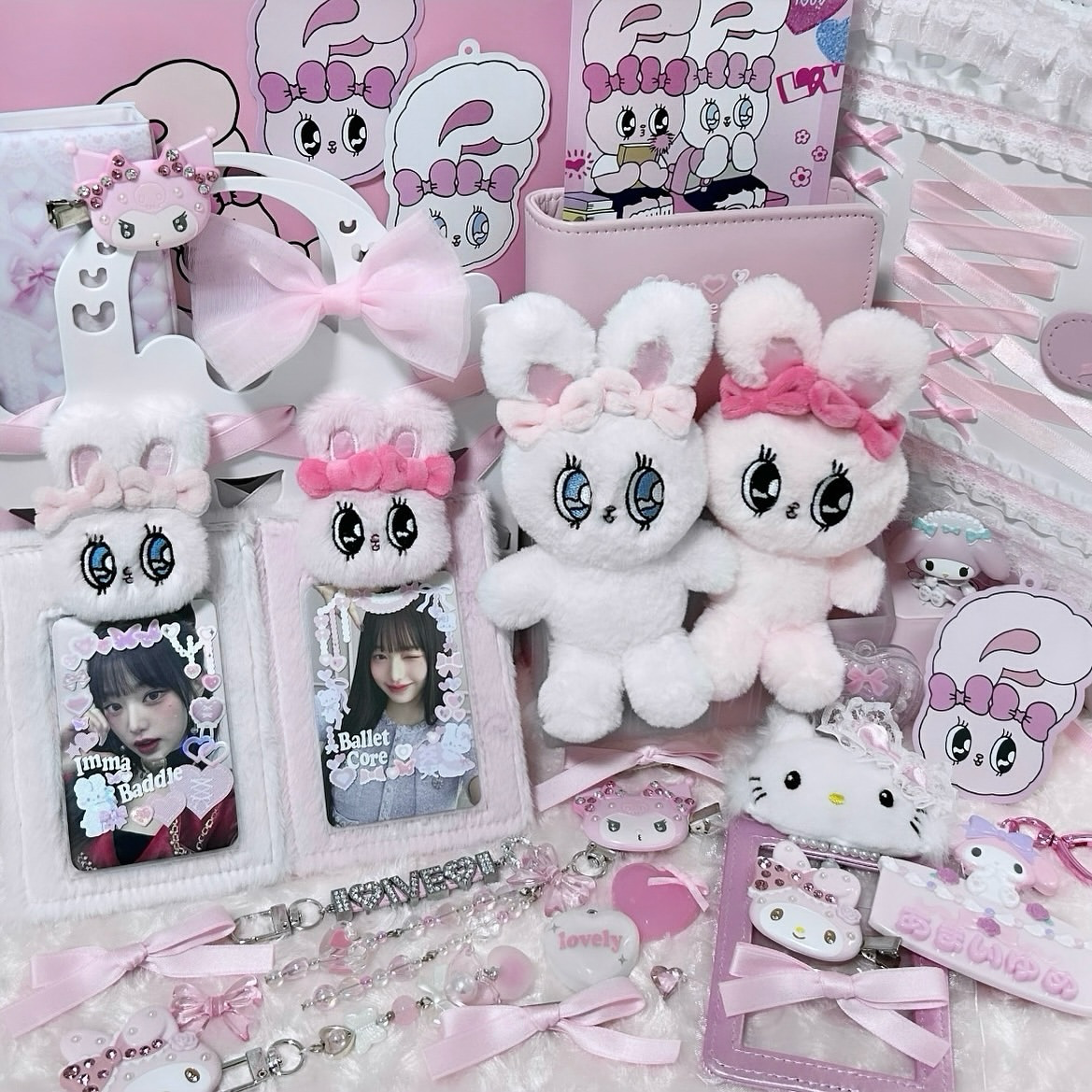 EstherBunny艾丝乐小兔|超萌兔头毛茸茸柔软卡包/卡套|约高180×宽95毫米