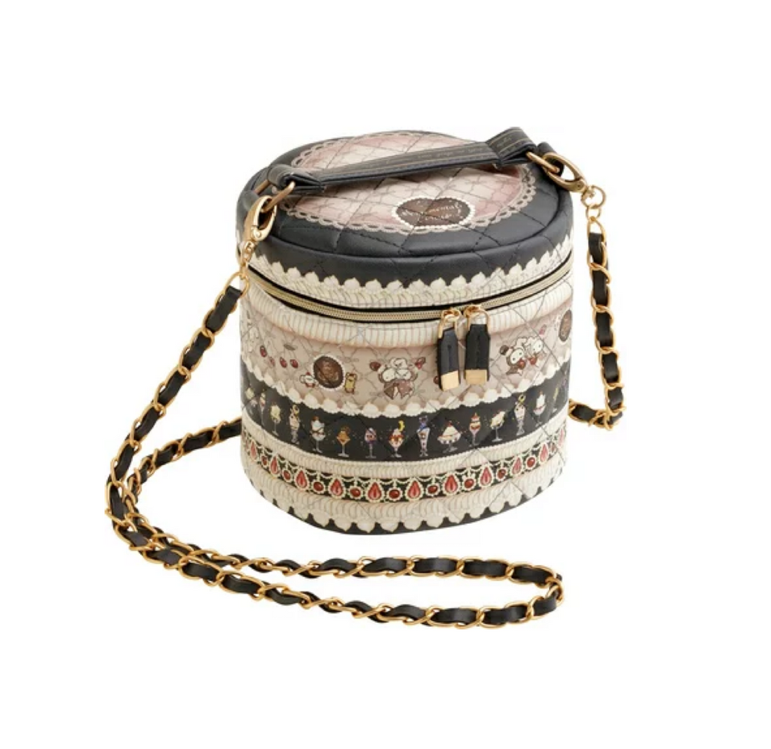 Sentimental Circus忧伤马戏团|San-X Vanity Pouch / Late Night Parfait and Stardust Tears Drain Cherries深夜樱桃蛋糕星尘泪皮质感斜挎水桶包/手提包|約150×150×130mm