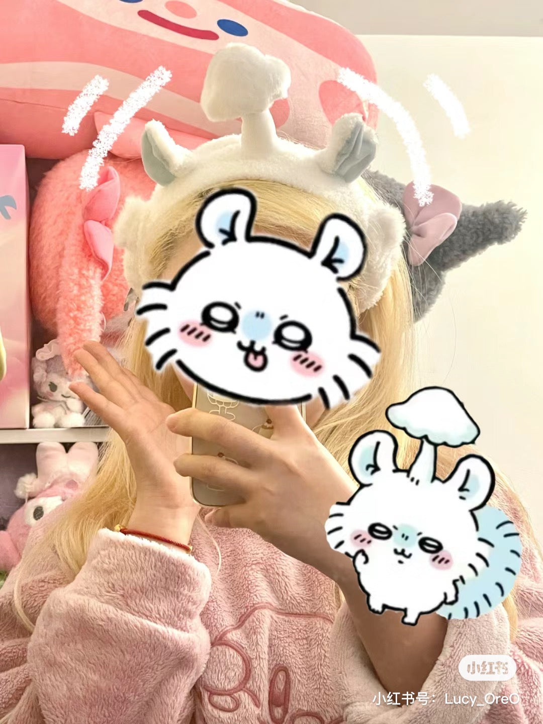 Chiikawa 吉伊卡哇|寄生飞鼠造型毛绒发带|約H90×W70×D55mm