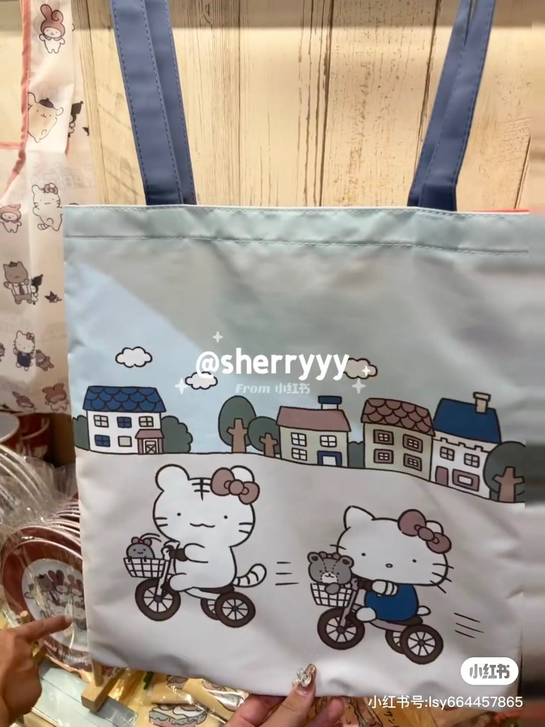Sanrio|White Tiger and Black Tiger Prawn Character Tote Bag with Pocket|H380 x W350mm approx.