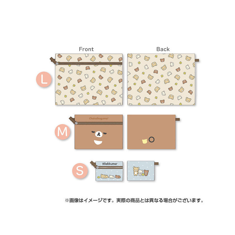 Rilakkuma轻松熊|不同大小三连收纳袋|L: 270 x 210 mm/M: 190 x 140 mm/S: 110 x 80 mm.