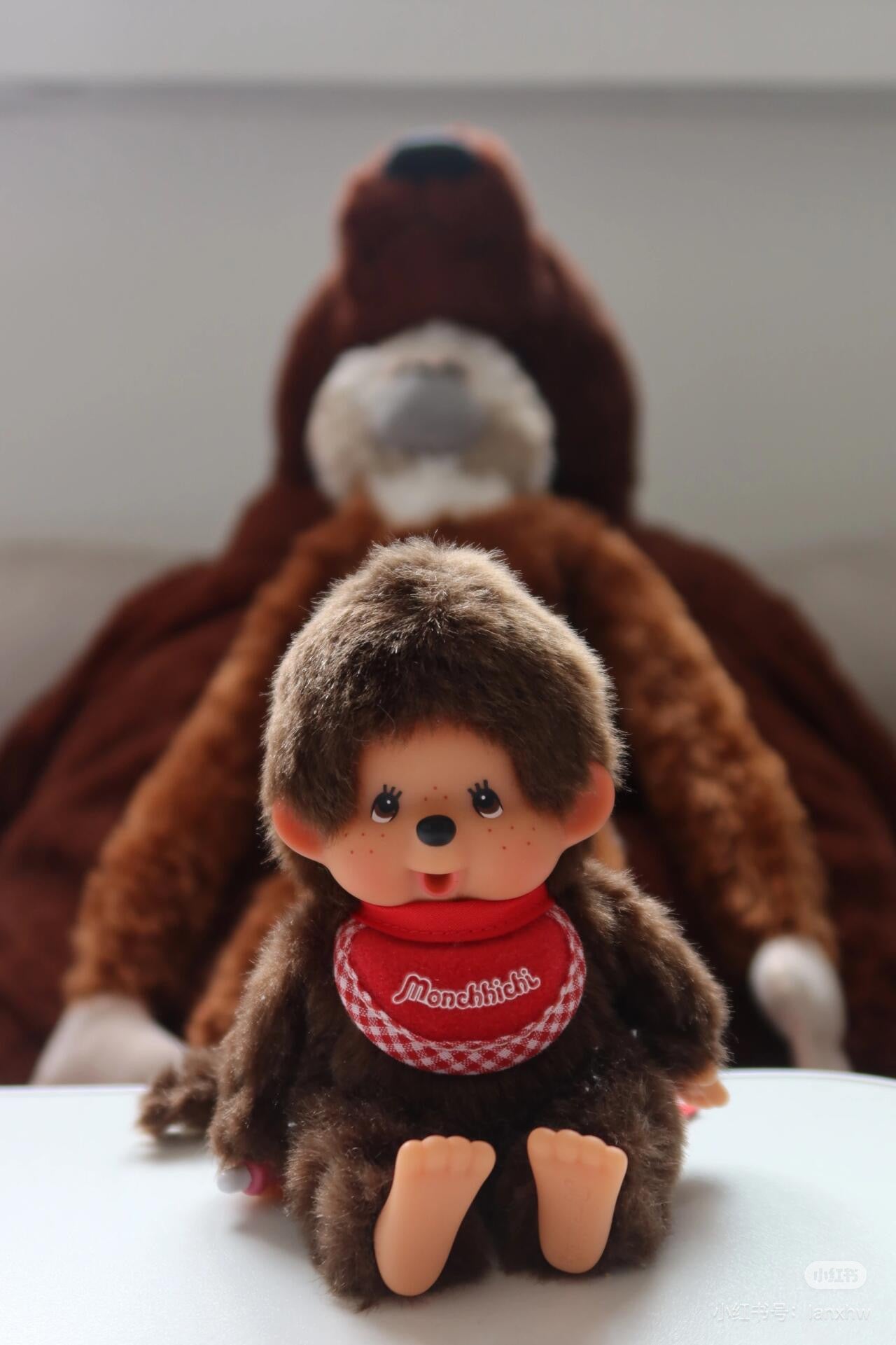 Monchhichi|Premium Standard Plush SS Brown Boy Sitting|14cm x 9cm x 7cm approx.