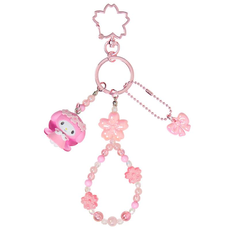 Sanrio|Sakura Cherry Blossom Fairy Flower Bead Keychain Strap with Mascot|10.5 x 6.6 x 2.7cm approx.