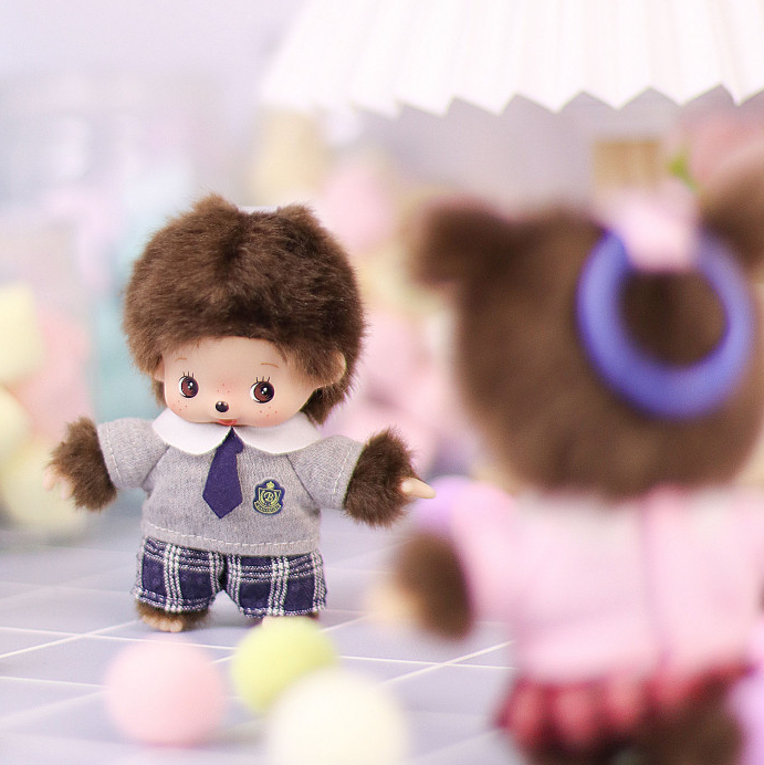 Monchhichi|Bebichhichi school uniform Mascot Holder /Plush Keychain|H10cm approx.