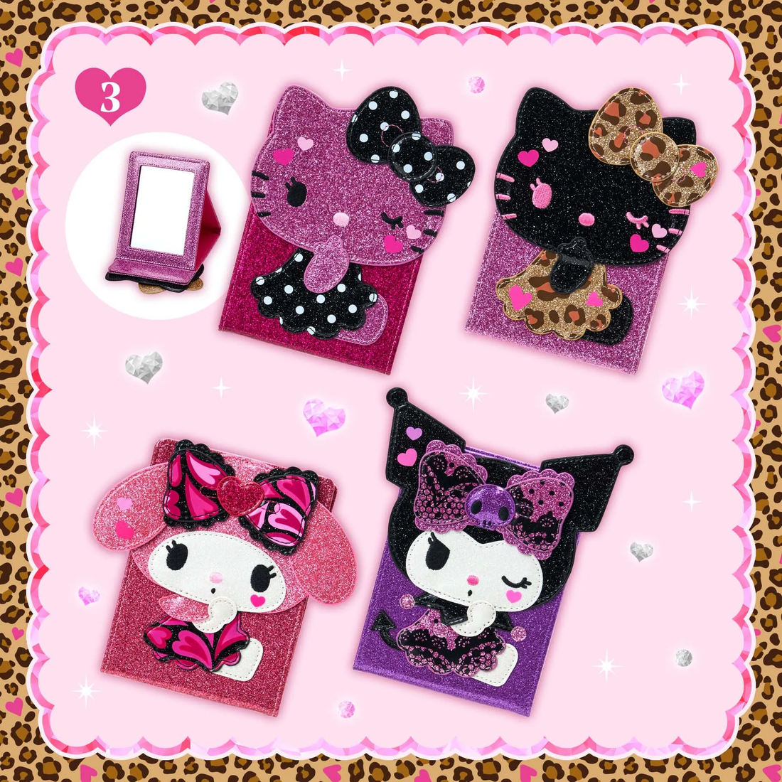 Sanrio|Maximum Gyaru Style Folding Mirror|W12×D2×H15.5cm approx.