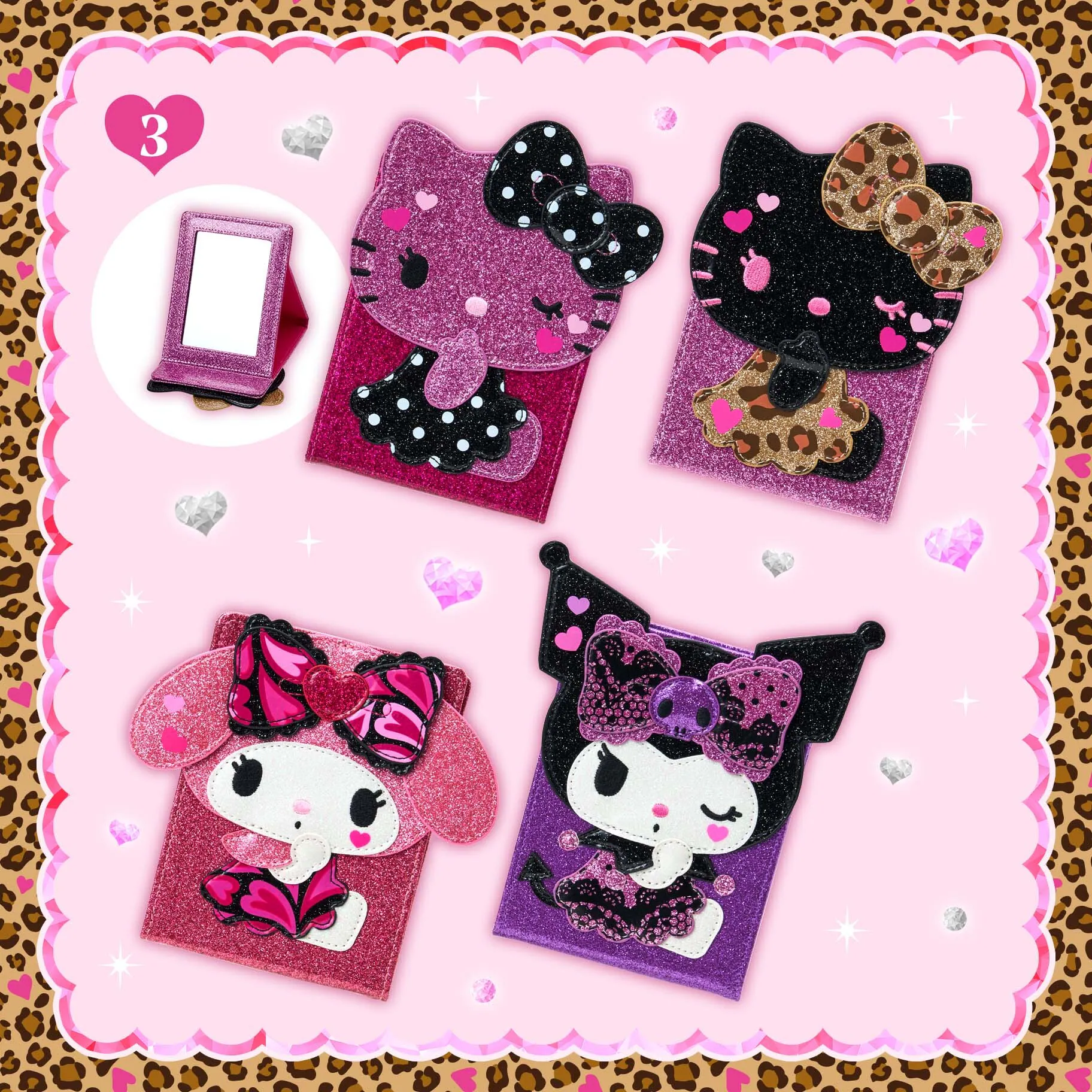 Sanrio|Maximum Gyaru Style Folding Mirror|W12×D2×H15.5cm approx.