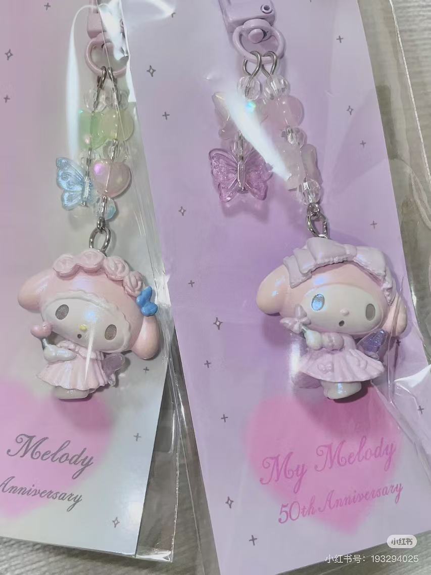【limit 1/ entire series】Sanrio|My Melody 50th Anniversary keychain/ Phone Charm|W3.5 x D2 x H11 cm approx.