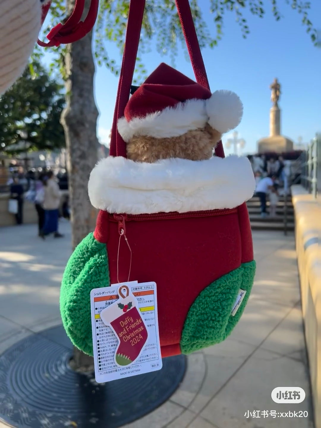 Disney迪士尼 |东迪冬日Duffy达菲圣诞袜子斜挎包/收纳包/背后有拉链